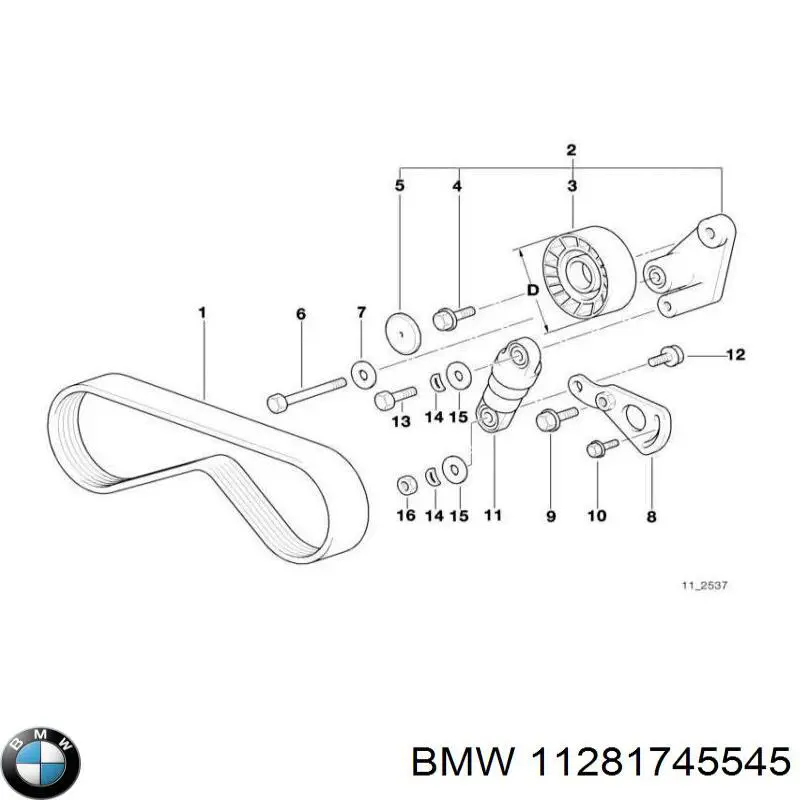 Амортизатор натяжителя приводного ремня 11281745545 BMW