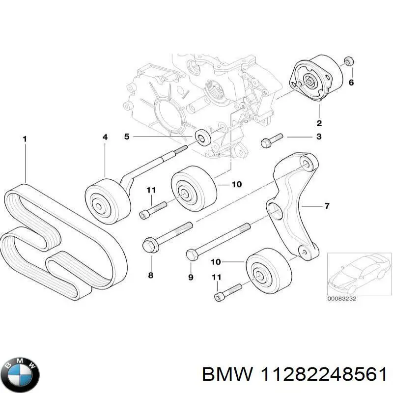 11282248561 BMW consola de reguladora de tensão da correia de transmissão