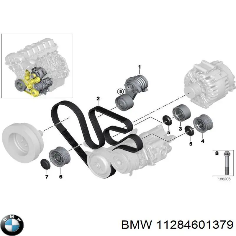 Купить 11284601379 BMW Паразитный ролик