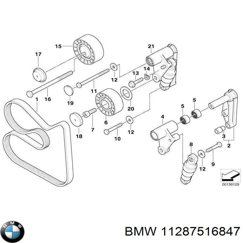 Polea inversión / guía, correa poli V 11287516847 BMW