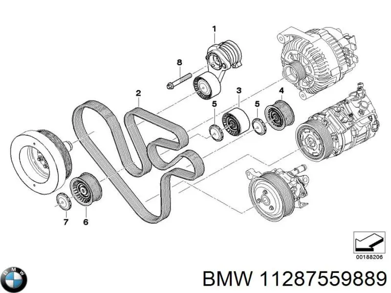 Ролик приводного ременя, паразитний 11287559889 BMW