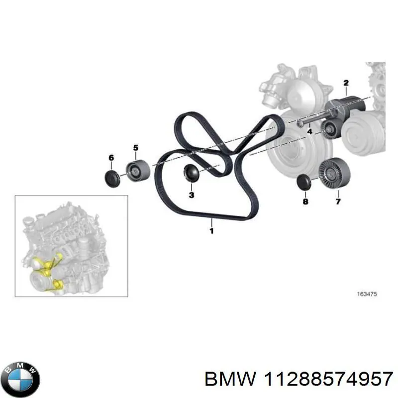 Клиновый ремень BMW 11288574957 цена, от 26.46 USD