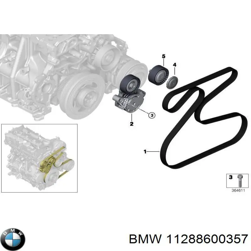 Купить 11288600357 BMW Натяжитель приводного ремня