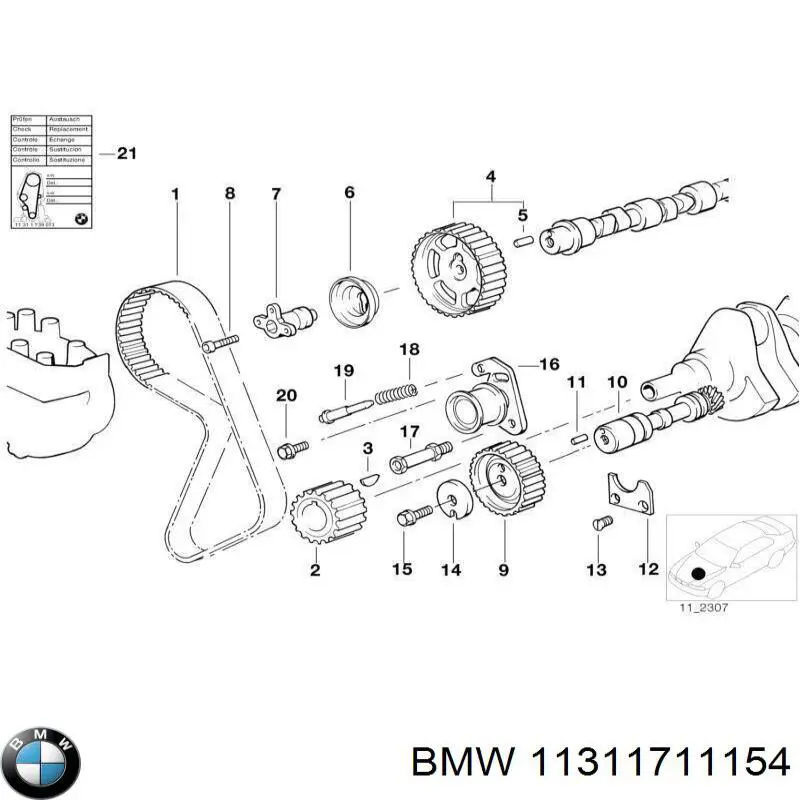 Ролик натяжителя ремня газораспределения BMW 11311711154 цена, от 25.58 USD