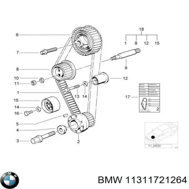 Обводной ролик ремня ГРМ BMW 11311721264 цена, от 15.60 USD