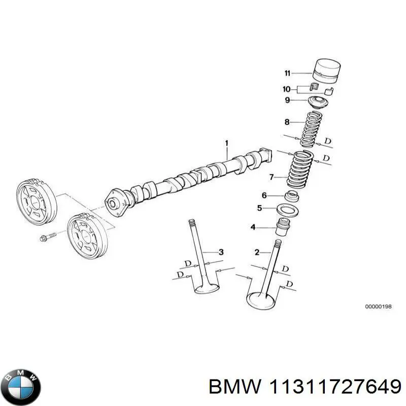 Выпускной распредвал двигателя 11311727649 BMW