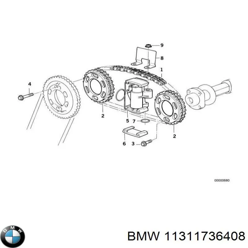 11311736408 BMW amortecedor de cadeia do mecanismo de distribuição de gás, superior cbc