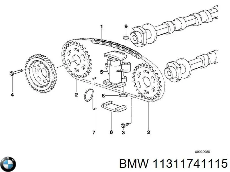 Звездочка-шестерня распредвала двигателя BMW 11311741115