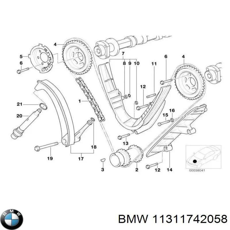 Engrenagem de cadeia de roda dentada da árvore distribuidora de motor, externa para BMW 7 (E38)
