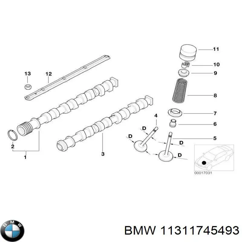 Распредвал двигателя впускной левый на BMW X5 (E53) купить.