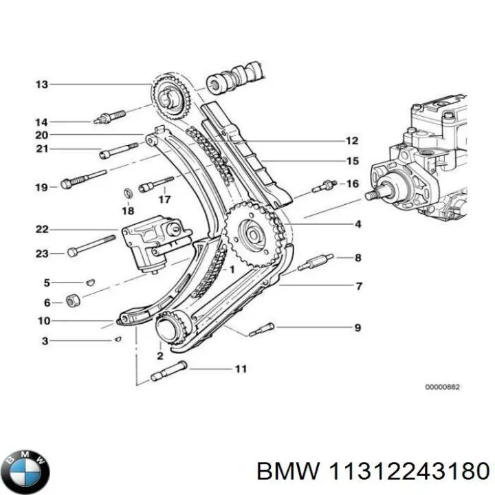 Amortecedor de cadeia do mecanismo de distribuição de gás, superior para BMW 7 (E38)