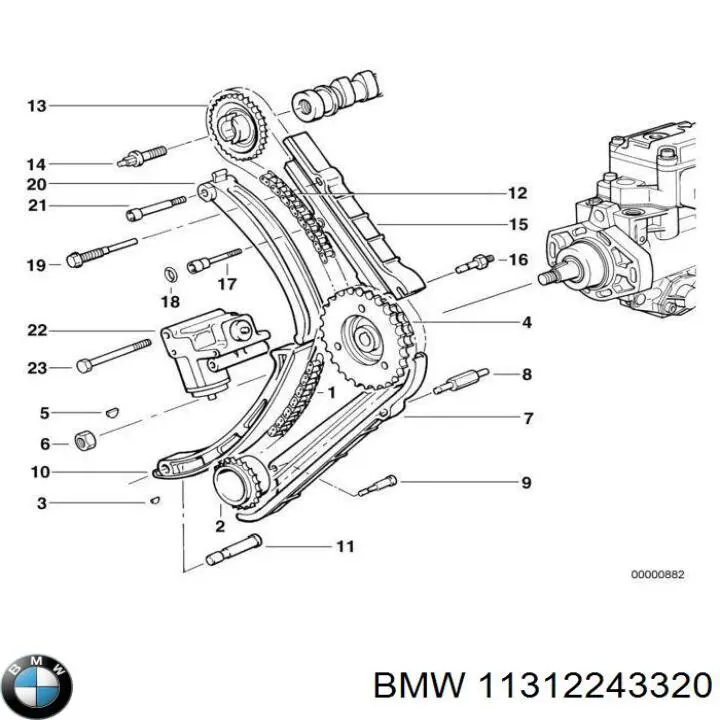 Engrenagem de cadeia da roda dentada da árvore distribuidora de motor para BMW 5 (E34)