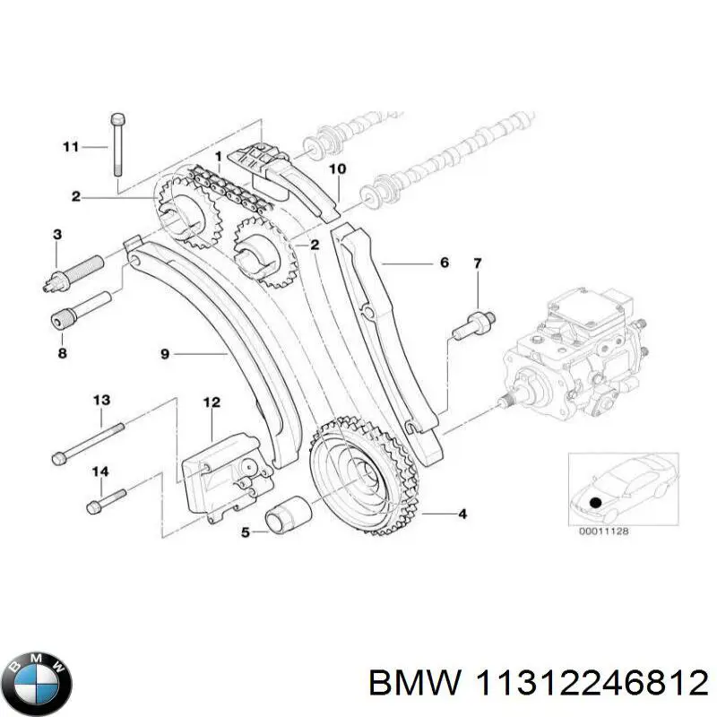Engrenagem de cadeia da roda dentada da árvore distribuidora de motor para BMW 3 (E46)