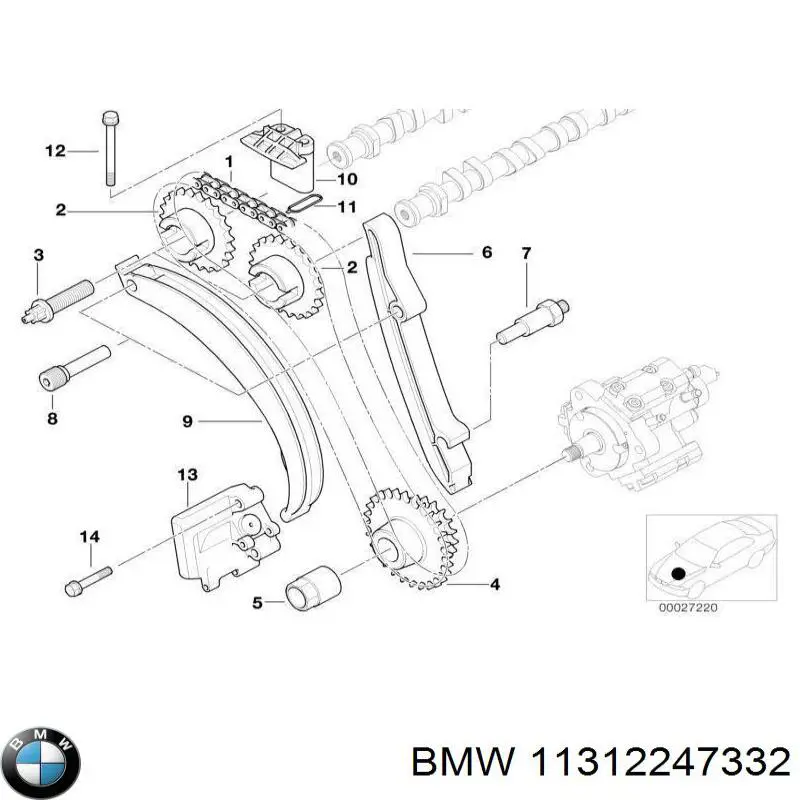 11312247332 BMW amortecedor de cadeia do mecanismo de distribuição de gás, direito