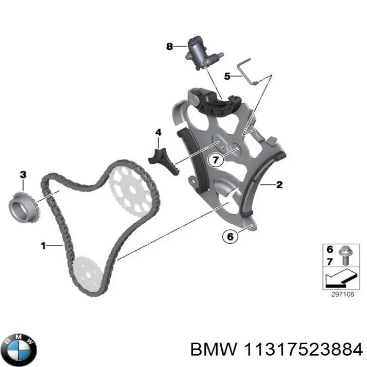 Carril de deslizamiento, cadena de distribución superior 11317523884 BMW