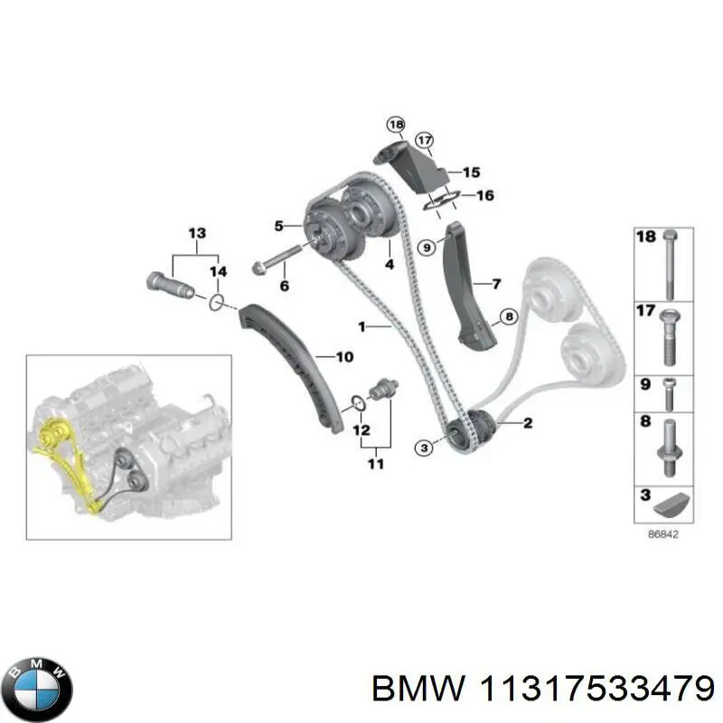 Заспокоювач ланцюга ГРМ, правий 11317533479 BMW