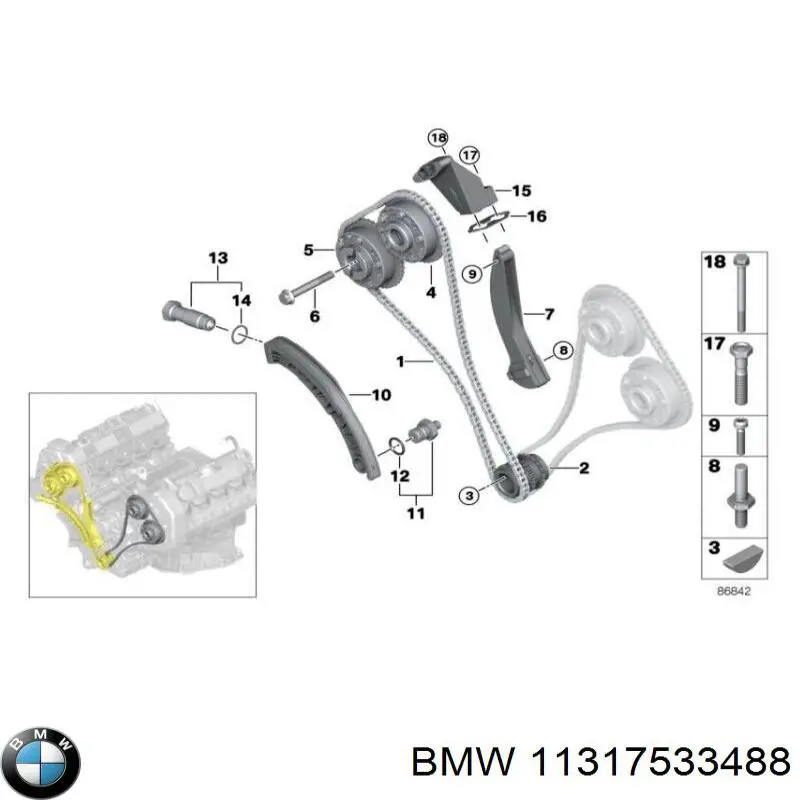 Ось натяжителя приводного ремня BMW 11317533488 цена, от 22.25 USD