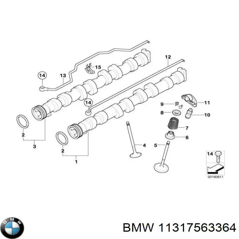 Выпускной распредвал двигателя 11317563364 BMW