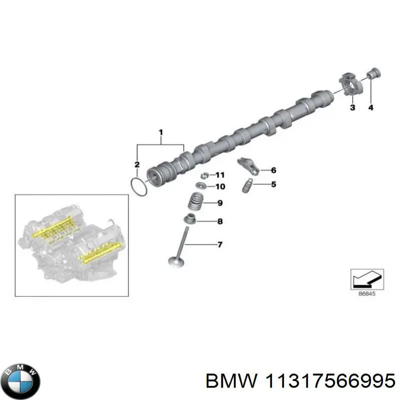 Выпускной распредвал двигателя 11317566995 BMW