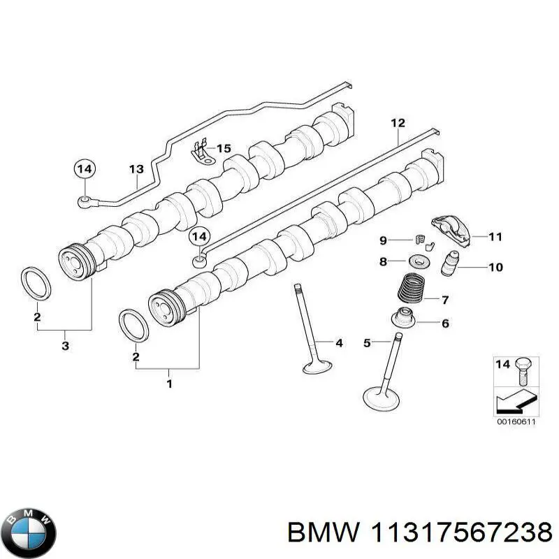 Впускной распредвал двигателя 11317567238 BMW