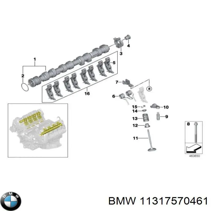 Впускной распредвал двигателя 11317570461 BMW