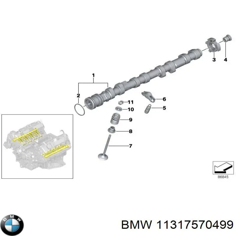 Árvore distribuidora de motor de escape para BMW 7 (E65, E66, E67)