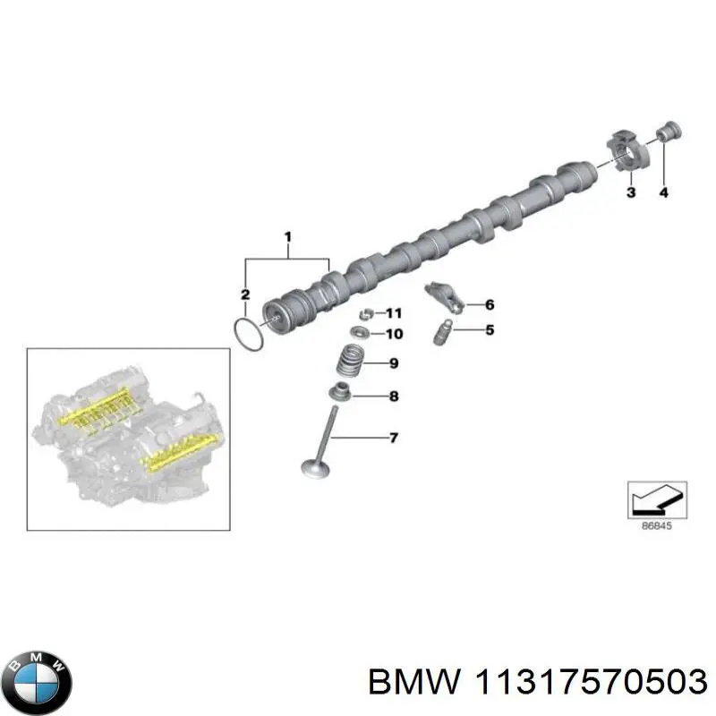 11 31 7 504 150 BMW árvore distribuidora de motor de escape