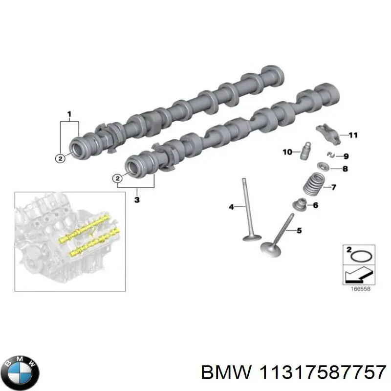 Anillo retén, árbol de levas 11317587757 BMW