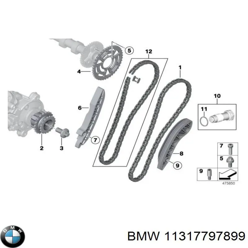 Carril de deslizamiento, cadena de distribución 11317797899 BMW