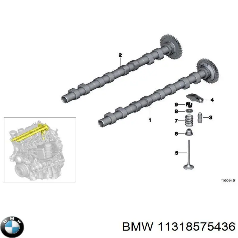 11318575436 BMW распредвал двигателя выпускной