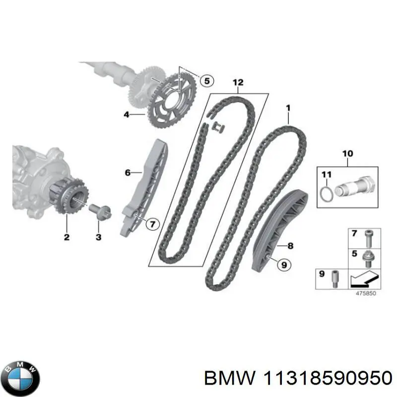 11318590950 BMW cadeia superior do mecanismo de distribuição de gás