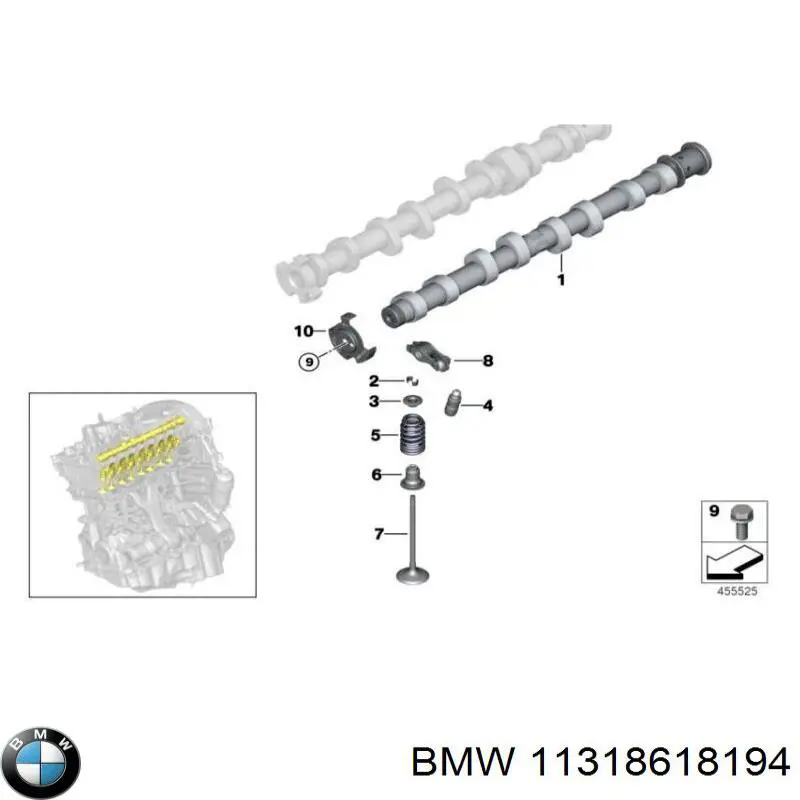 Купить 11318618194 BMW Впускной распредвал