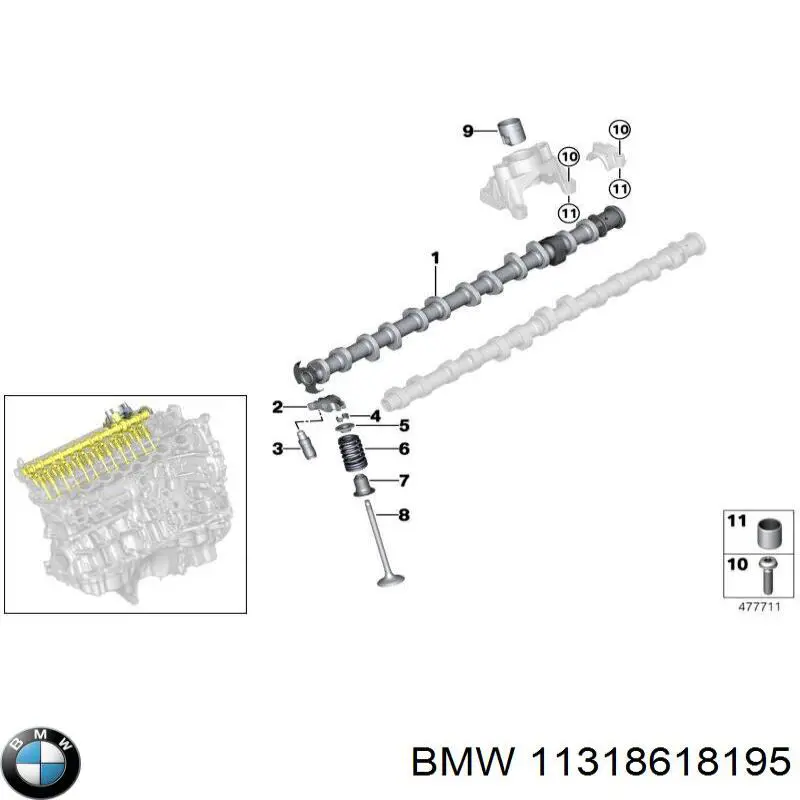 Выпускной распредвал двигателя 11318618195 BMW