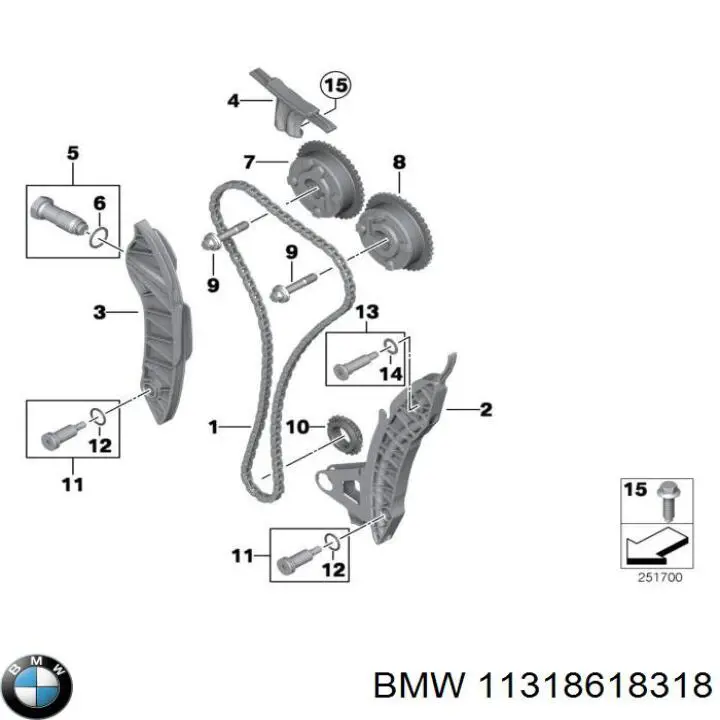 11318618318 BMW cadeia do mecanismo de distribuição de gás