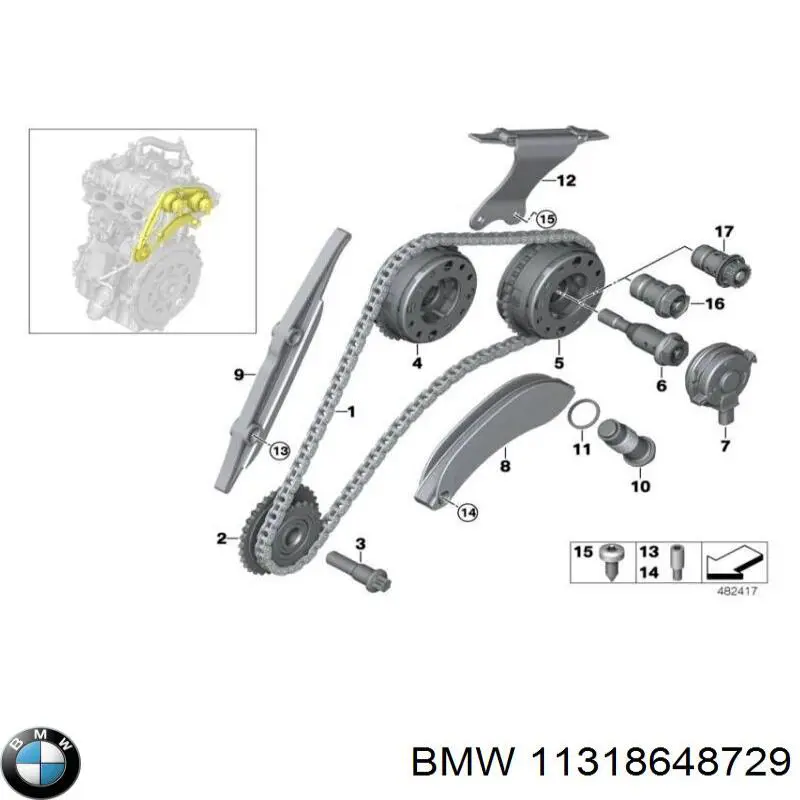 Цепь ГРМ верхняя BMW 11318648729 цена, от 90.86 USD