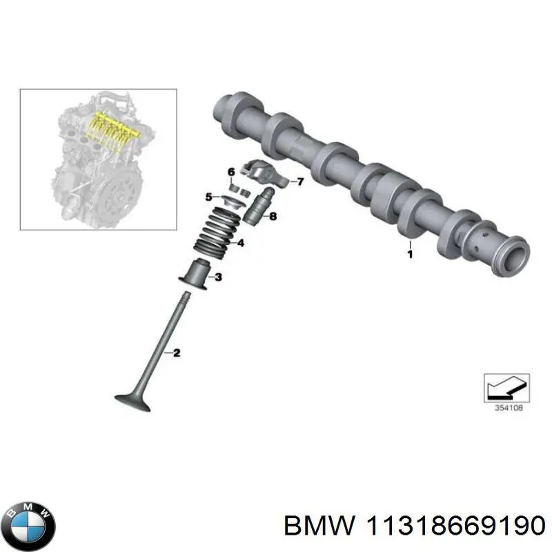 Выпускной распредвал двигателя 11318669190 BMW