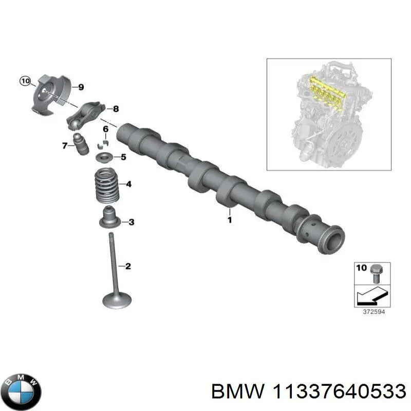 11337640533 BMW коромысло клапана (рокер впускной)