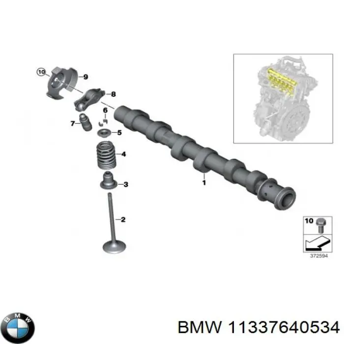 11337640534 BMW коромысло клапана (рокер впускной)