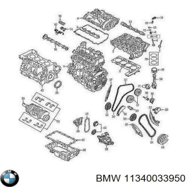 Сальник клапана (маслознімний), впуск/випуск, комплект на мотор 11340033950 BMW