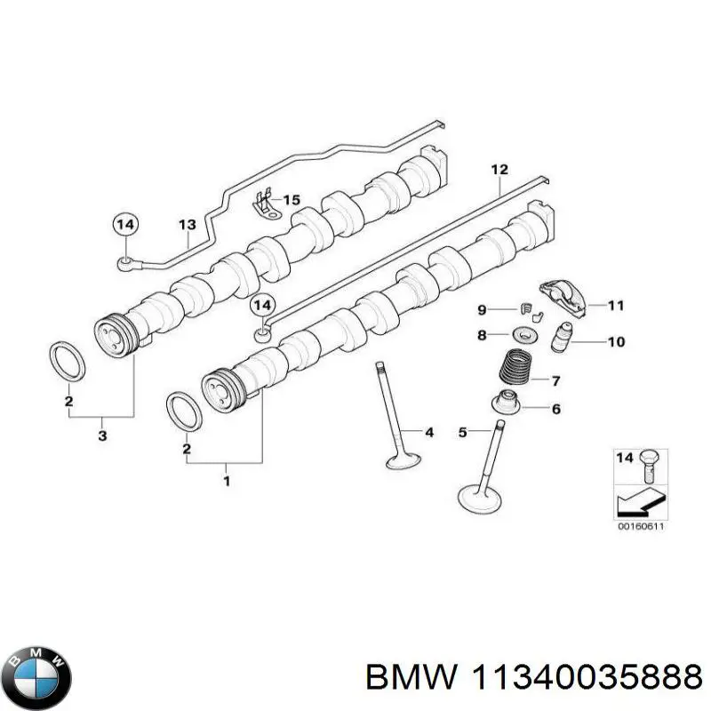 11340035888 BMW сальник клапана (маслосъемный, впуск/выпуск, комплект на мотор)