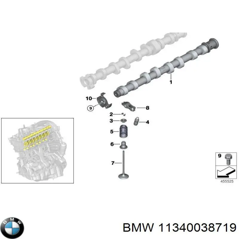 11340038719 BMW сальник клапана (маслосъёмный впускного, комплект)