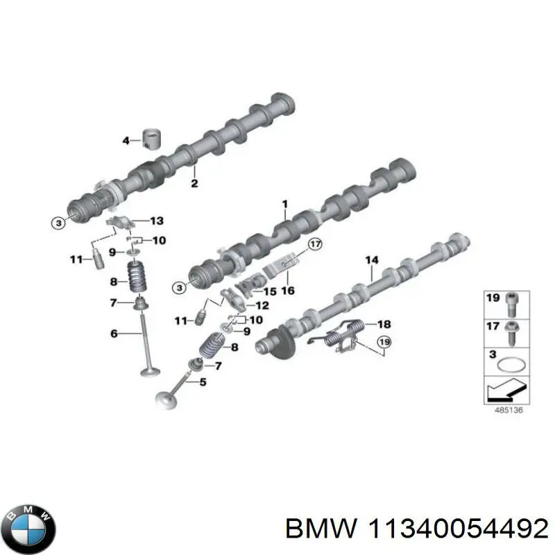11340054492 BMW vedação de válvula (coletor de óleo, admissão/escape, kit para um motor)