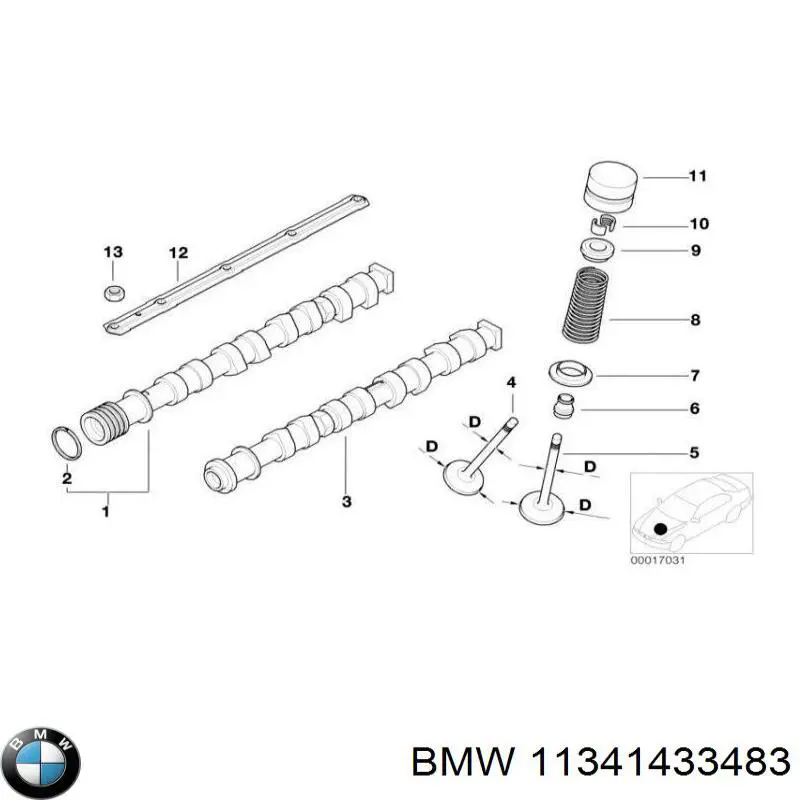 11341741230 BMW клапан выпускной