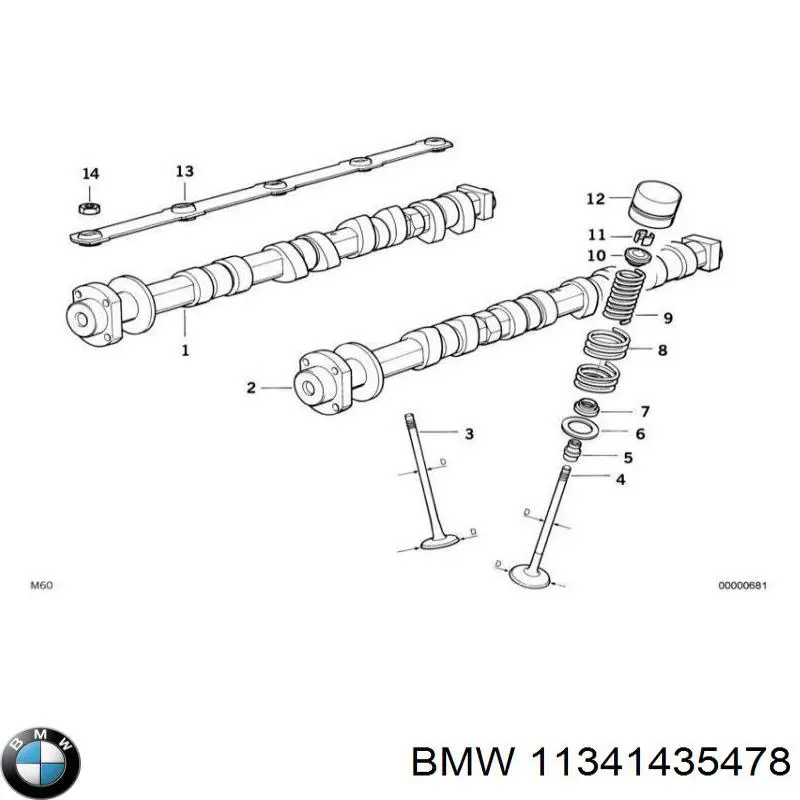 11341435478 BMW клапан выпускной