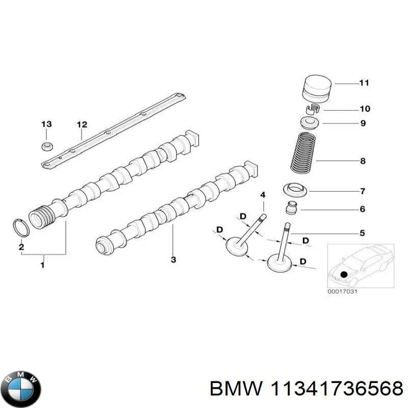 11341736568 BMW клапан выпускной