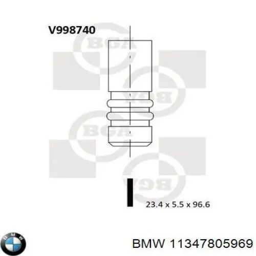 Клапан выпускной BMW 11347805969