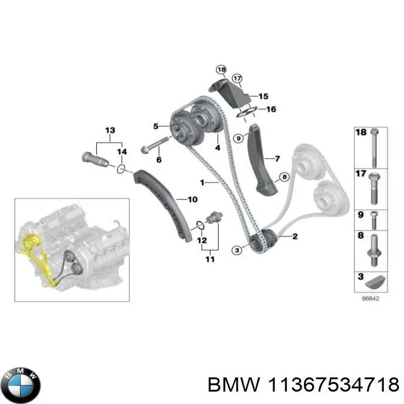 11367534718 BMW engrenagem de cadeia de roda dentada da árvore distribuidora direita de admissão de motor