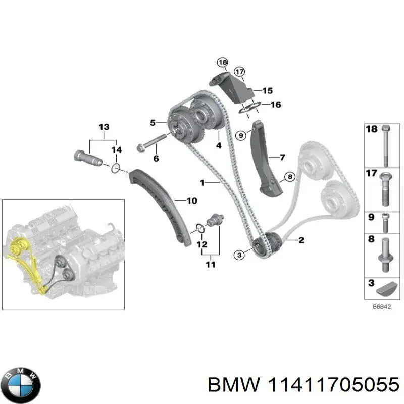 Купить 11411705055 BMW Натяжитель цепи насоса масляного