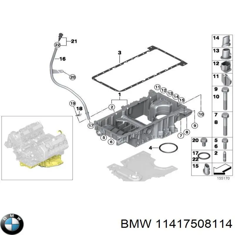 11417508114 BMW прокладка адаптера масляного фильтра
