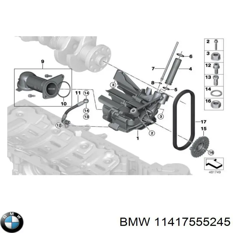 11417555245 BMW porca de fixação de tubo de admissão do silenciador (de calças)